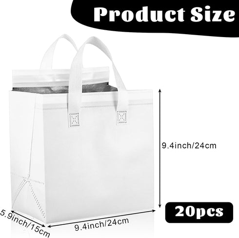 Ubamdom 20 Pack (9.4 5.9 9.4 Inches, Insulated Take Away Bags Bulk Thermal Insulation Food for Coffee Milk Tea Hot Cold