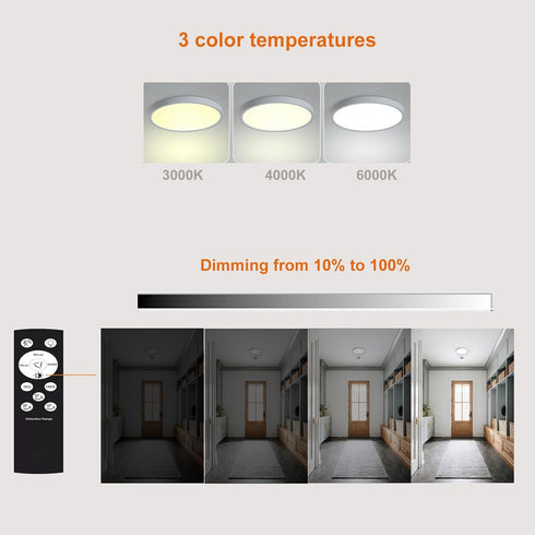 ZSYUBO 9 Inch 3000k/4000k/6000k Motion Sensor Light Indoor, Flush Mount Light Fixture, Motion Sensor Ceiling Light