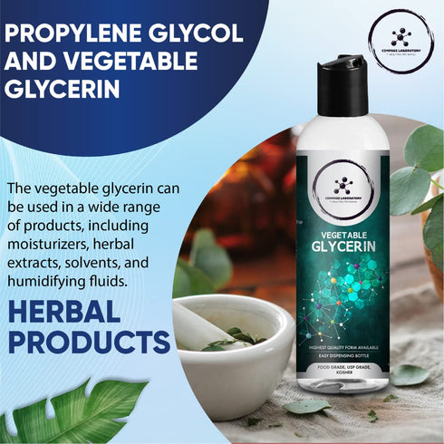 Propylene Glycol & Vegetable Glycerin - 500mL Each, USP-Grade High-Purity Mixing Solutions