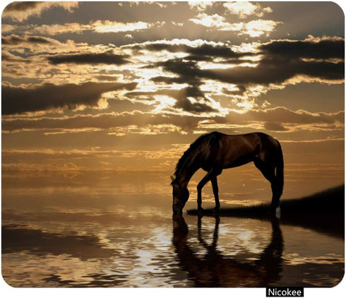 Gaming Mouse Pad Horse Nature Scenic Photo, Non-Slip Rubber for Computers, Laptop, Office, Home - Personalized