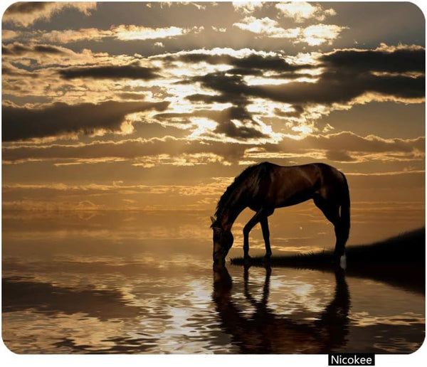 Gaming Mouse Pad Horse Nature Scenic Photo, Non-Slip Rubber for Computers, Laptop, Office, Home - Personalized