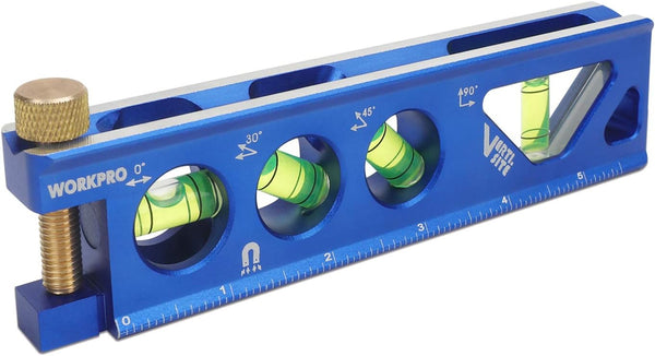 WORKPRO Torpedo Level, Magnetic, 4 Vial for Conduit Bending, Aluminum Alloy Construction, 6-1/2 inch
