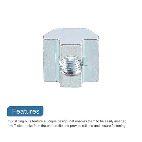 uxcell 30pcs T Nuts, Nickel Plated Carbon Steel T Slot Bolts, M8 Hammer Head Fastener for Aluminum Extrusion Profile