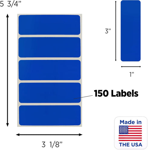 ChromaLabel 1 x 3 Inch Permanent Color Code Rectangle Labels, 150 Stickers per Pack, Dark Blue