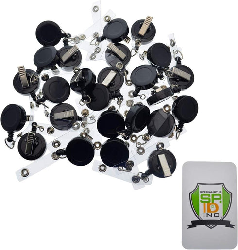 Black Lanyard Retractable Badge Reel with Clip for ID Card Holders, Waterproof Identification Badges Supplies