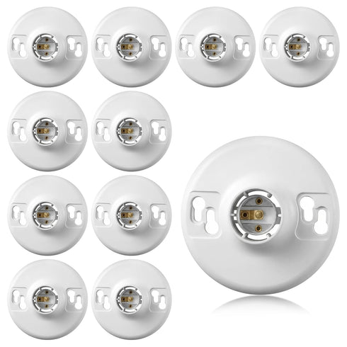 JOUTYFOR 10 Pack Lamp Holder E26 Medium Base White Ceiling Light Bulb Sockets