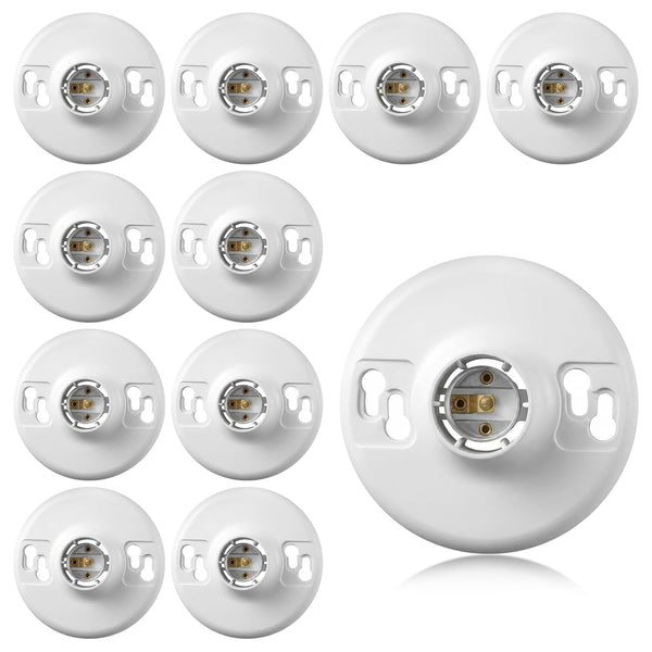 JOUTYFOR 10 Pack Lamp Holder E26 Medium Base White Ceiling Light Bulb Sockets