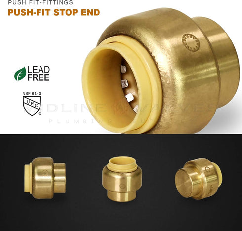 Supply Giant VQTF1-5 Plug End Cap Pipe Fitting - Push to Connect PEX, Copper, CPVC, 1 Inch, Brass Pack of 5