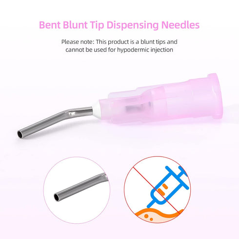 JMU 1000Pcs Bent Dispensing Tips 18g, Blunt Tip Dental Pre Bent Flow Dispensing Needle Tips