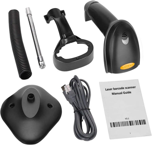 Esup Barcode Scanner with Stand USB Barcode Scanner Wired Handheld Laser Barcode Reader with Adjustable Stand (