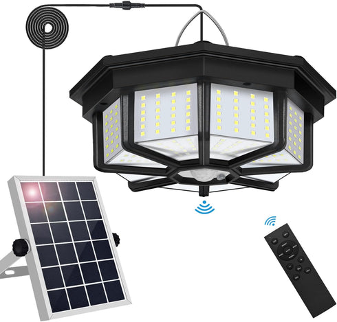 Solar Shed Light Indoor Outdoor, Aqonsie 288LED Solar Powered Motion Sensor Pendant