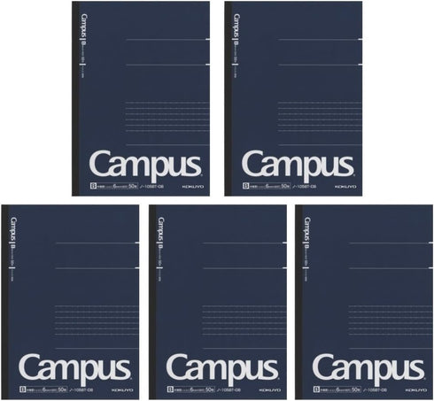 KOKUYO Campus Pre-Dotted Notebook, A5, 30 Lines x 50 Sheets, 100 Pages, Pack of 5, Dark Blue