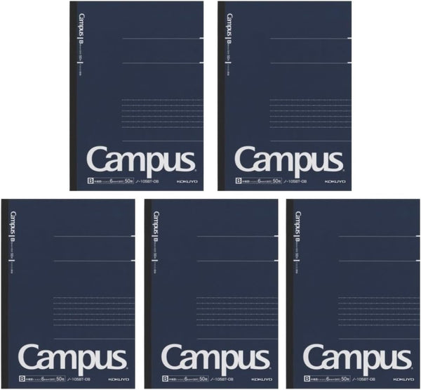 KOKUYO Campus Pre-Dotted Notebook, A5, 30 Lines x 50 Sheets, 100 Pages, Pack of 5, Dark Blue