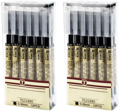 AUHOKY 24Pcs 0.35 mm Black Gel Ink Pens, Extra-Fine Ballpoint Pens for Office & School Stationery