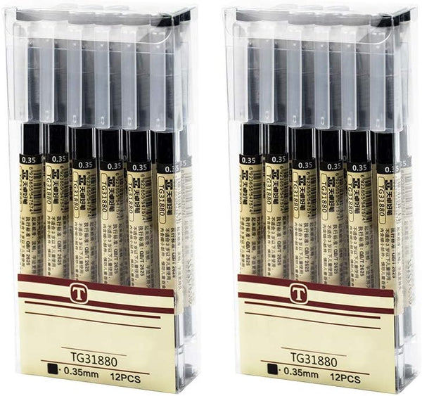 AUHOKY 24Pcs 0.35 mm Black Gel Ink Pens, Extra-Fine Ballpoint Pens for Office & School Stationery