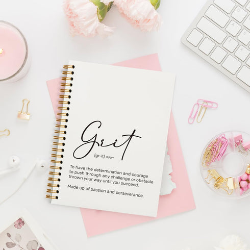 Grit Definition Inspirational Notebooks for Work, Motivational Office Gifts for Coworkers, 5.5x8.3 Inch