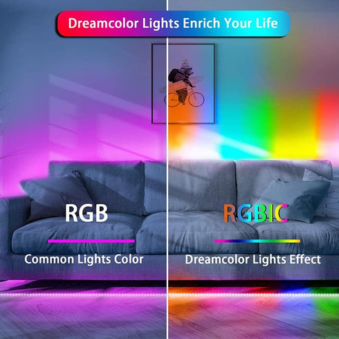 WS2812B LED Strip 9.8FT 60Pixels/m, Smart RGB IC Pixel Strip with Bluetooth APP Remote Control for Home Decoration