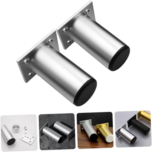 2pcs 6cm DOITOOL Adjustable Metal Cabinet Legs Replacement Furniture Feet for Tv Stand and Bathroom Cabinet, Silver