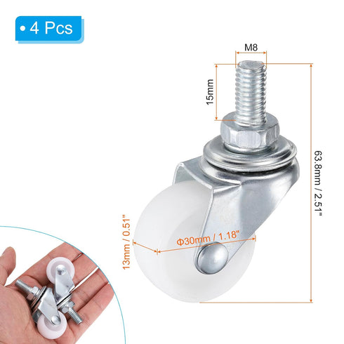 1.25 Inch 4 Pack PATIKIL Stem Casters, Wire Shelf Caster Threaded Swivel Stem Wheels Wire Shelving for Rolling Cart