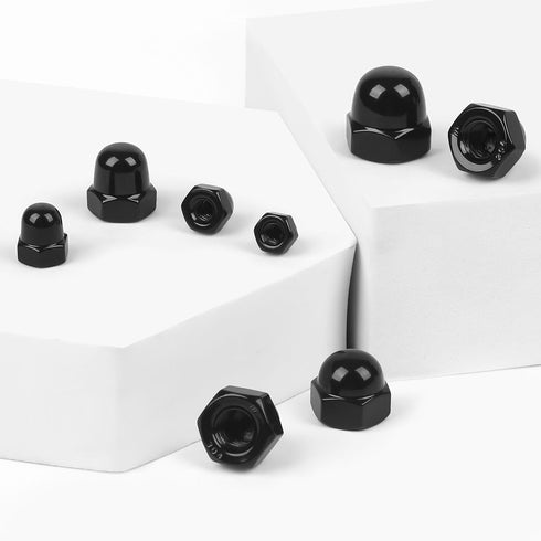 kvohlum #8-32 30 304 Acorn Cap Nuts, PCS Black Coating Acorn Dome Cap Nuts, Hex Drive, Stainless Steel