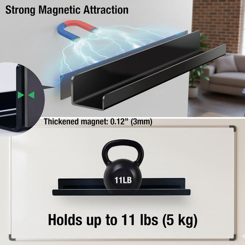 PruQuaiy 2 Pcs Magnetic Book Shelf for Whiteboard, Strong Adsorption Reusable Acrylic Bookshelf Book Display Holder