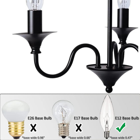 GooChan 2 3 4 6 7 Inch E12 Set 12 (6-Inch 12-Pack) Black Plastic Candle Cover Sleeves,Chandelier Socket