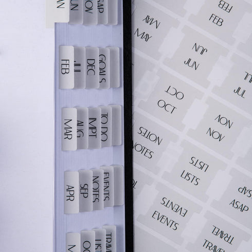 DiverseBee Laminated Planner, 24 Peel and Stick Tabs (12 Monthly, 4 Blank), Sand Color Dividers