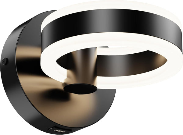 LED Wall Sconces with ON/Off Switch, Matte Black Rotatable Hardwired Wall Light