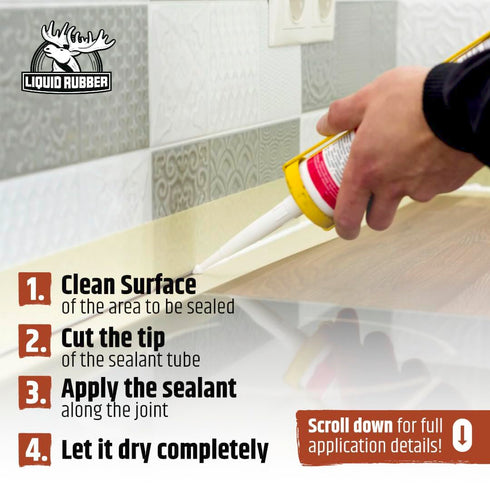 Liquid Rubber Caulk, Hybrid Adhesive and Protective Sealant, White, 1 Pack
