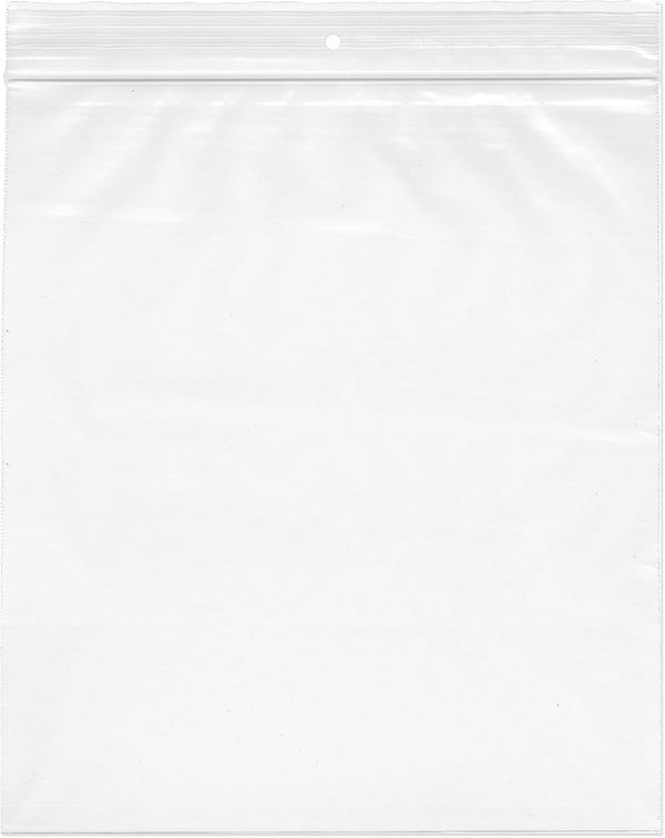 Plymor 9" x 12" Reclosable Plastic Bags (Pack of 200), 2 Mil with Hang-Hole Zipper