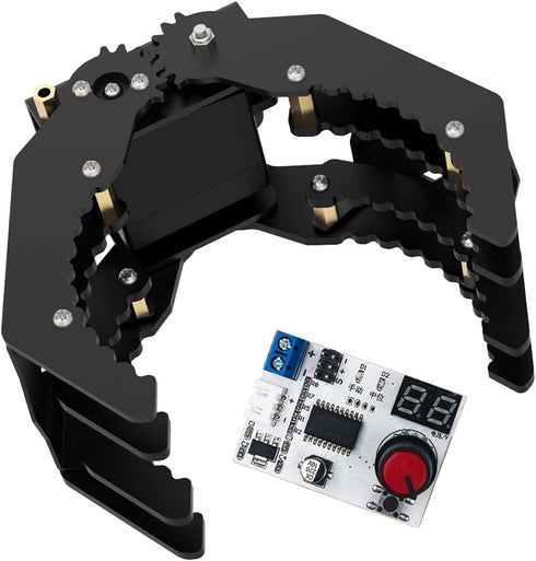 Mechanical Claw Gripper Robotic Arm DIY Robot Building Accessory Replacement Parts (Black Mechanical Claw with Servo