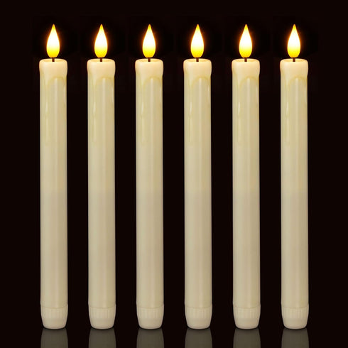 Homemory 6 Pack Flameless Taper Candles, No Remote, Realistic Flickering Battery Operated