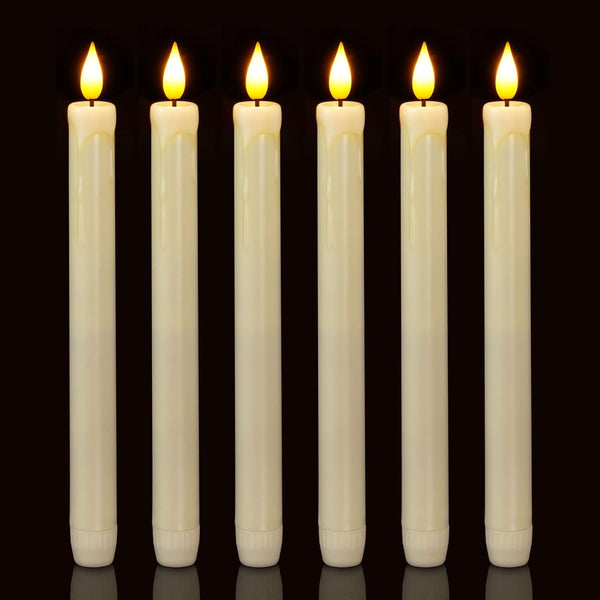 Homemory 6 Pack Flameless Taper Candles, No Remote, Realistic Flickering Battery Operated