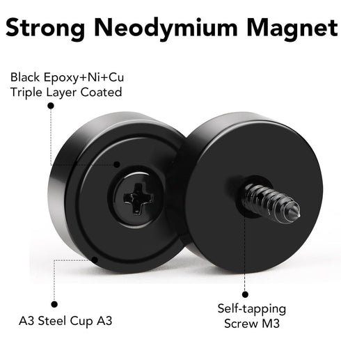 LOVIMAG Neodymium Magnet, 20lbs Rare Earth Strong Magnets, 60Pcs Black Countersunk with Screw for Kitchen, Craft,