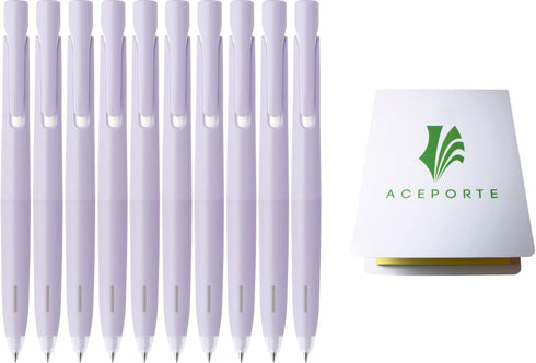 Zebra Blen Retractable Ballpoint Pen, Fine Point 0.5mm, 10 Pack (Black Ink/Purple Body) with Sticky Notes Value Set