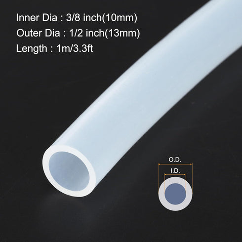1m(3.3ft) 10mm(3/8") ID x 13mm(1/2") OD Silicone Tubing Clear Industrial Plastic Tubing Pure Silicone Hoses for Pump Siphoning Draining Irrigation Brewing
