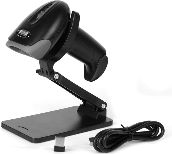 Rabitpos QR Code Scanner with Foldable Stand, 1D 2D Barcode Scanner 2.4G Wireless