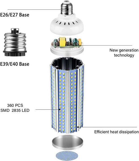 E39 80W LED Corn Light Bulb, 800W Equivalent, 8000 Lumen, 6500K Cool Daylight White for Indoor Outdoor Use