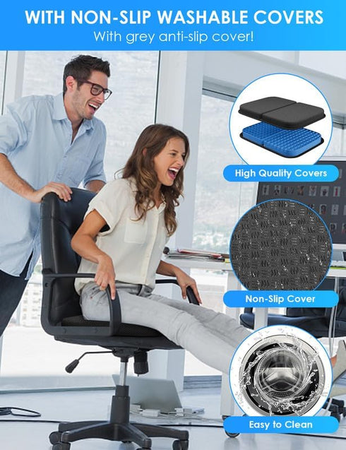 WISIMMALL 16.5" 12" Tailbone Gel Seat Cushion Portable Travel Cushions, x Large Size Super Thick Foldable Chair Seat