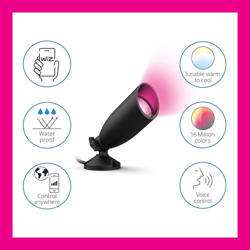 1 Pack WiZ LED Color Changing Outdoor Spotlight Extension - Starter Kit Required - Weatherproof - Control with WiZ App