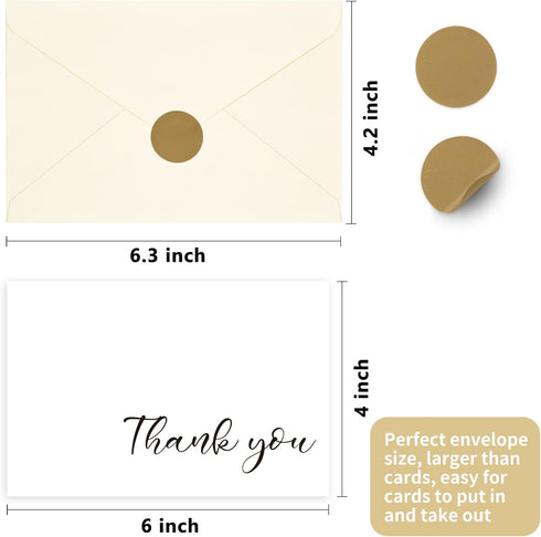 50 4x6 Inch, Thank You Cards with Envelopes Ivory - PK - Wedding Thank You Cards Thank You Cards with Envelopes Bulk