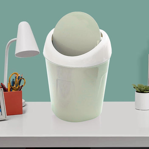 Kukyller Mini Trash Can, Reusable Plastic Tiny Desktop Waste Garbage Bin with Swing Lid for Living Room Coffee Table S