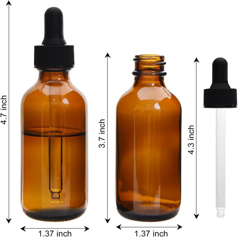 June Fox 2oz Glass Dropper Bottle, 40 Pack Amber Bottles with Glass Droppers for Essential Oils