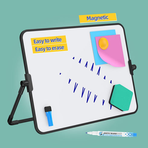 Dry Erase White Board, 8" x 12" Magnetic Desktop Whiteboard with Stand, Portable Double-Sided White Board, 6 Markers, 6 Magnets and 1 Eraser- for Office, Home, School Kids Drawing Memo to Do List by Dr Magnetic