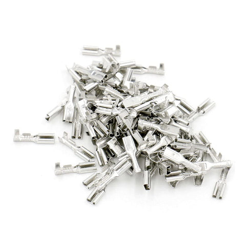Baomain 0.11" Female Spade Crimp Terminal Wire Connector, Non Insulation, 2.8mm, Pack of 100