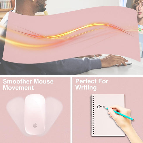 Desk Mat with Wireless Charging, Pink Mouse Pad with Charger, Large Leather Computer Mouse Pad for Keyboard and Mouse