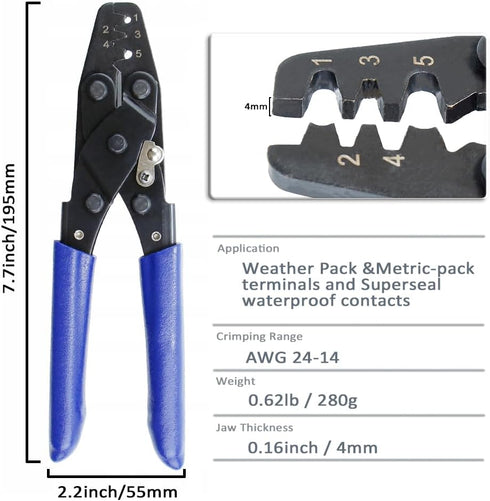 Weather Pack Crimper Automotive Wire Sealed Terminals Electrical pin Connectors Open Barrel Non-Insulated hand Crimping Tools plier AWG 24-14