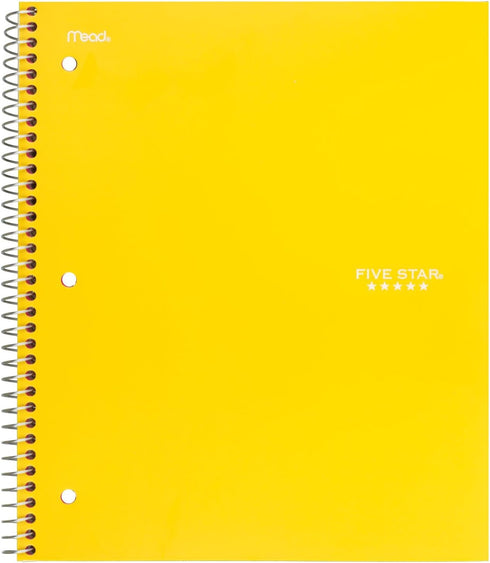 Five Star Spiral Notebooks, 3 Subject, Wide Ruled, 150 Sheets, 10-1/2" x 8", Assorted Colors, 6 Pack (73449)