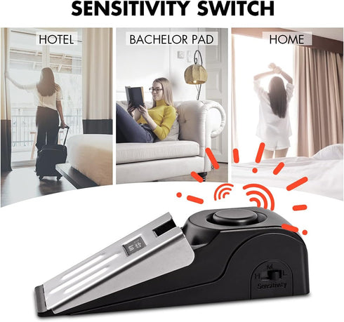 Door Stop Alarm, Portable Door Stopper Security for Home Travel Apartment with 120DB Siren, 2 Pack