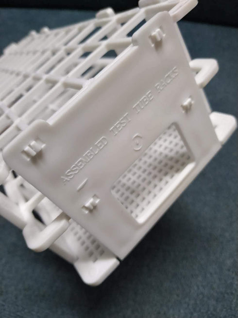 3 Packs Plastic Test Tube Rack, 24 Holes Lab Holder for 25mm Test Tubes, White, Detachable